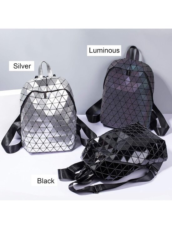 Luminous Geometric Backpack | Holographic Reflective Rucksack | Iridescent Bag main image 7